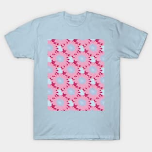 Pink and Blue Daisy Floral Pattern T-Shirt